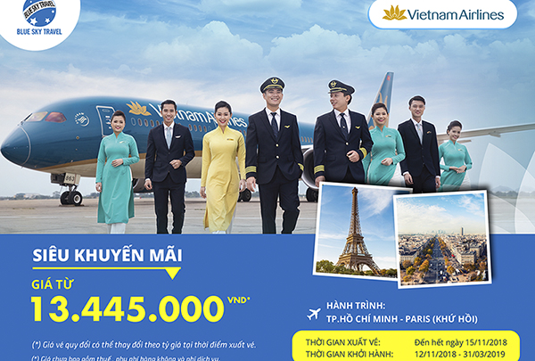 SIÊU KHUYẾN MÃI  CÙNG VIETNAM AIRLINES  BAY ĐẾN PARIS